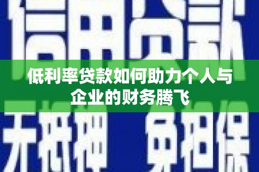 望安低利率贷款如何助力个人与企业的财务腾飞