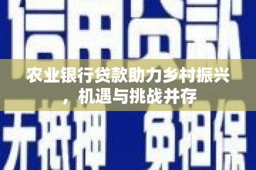 望安农业银行贷款助力乡村振兴，机遇与挑战并存